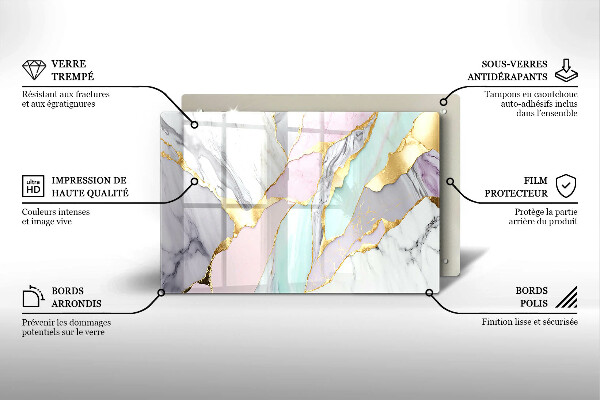Glasplaat voor grafkaars Pastel marmer