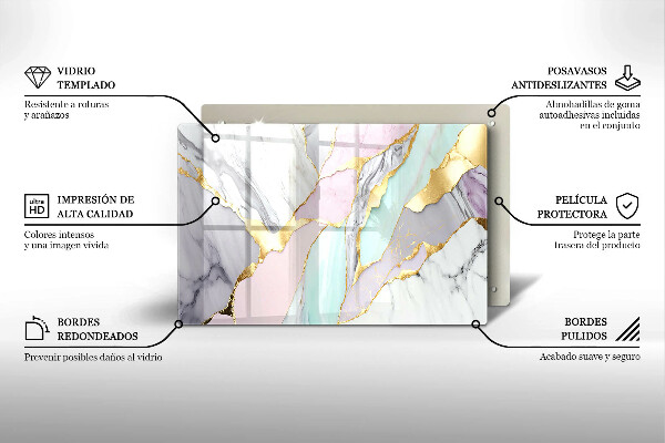 Glasplaat voor grafkaars Pastel marmer