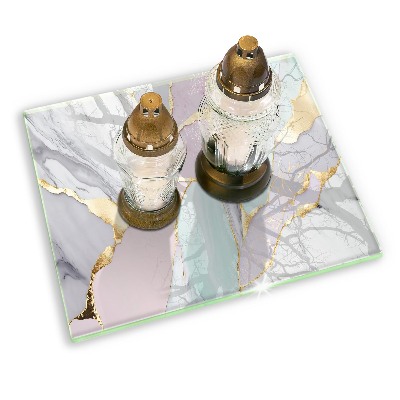 Glasplaat voor grafkaars Pastel marmer