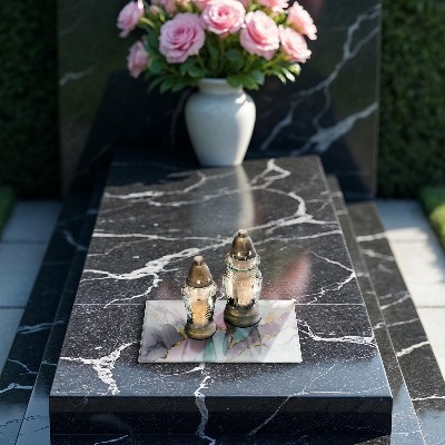 Glasplaat voor grafkaars Pastel marmer