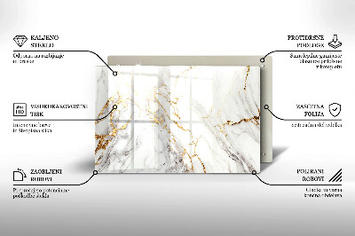 Glasplaat voor grafkaars Licht marmer met goud