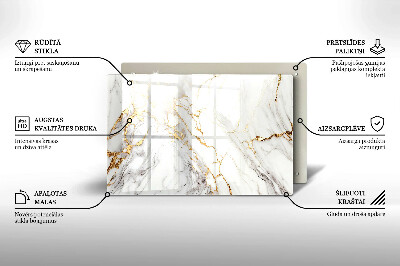 Glasplaat voor grafkaars Licht marmer met goud