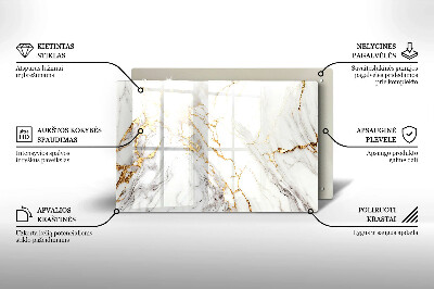 Glasplaat voor grafkaars Licht marmer met goud