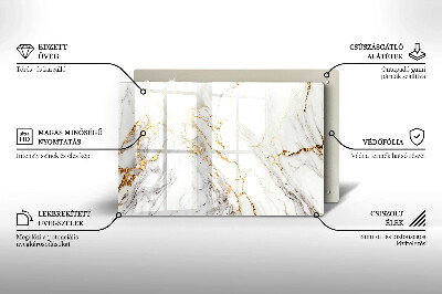 Glasplaat voor grafkaars Licht marmer met goud