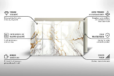 Glasplaat voor grafkaars Licht marmer met goud