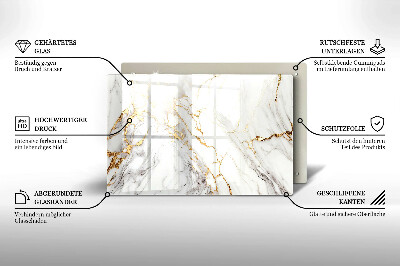 Glasplaat voor grafkaars Licht marmer met goud