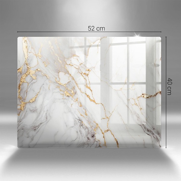 Glasplaat voor grafkaars Licht marmer met goud