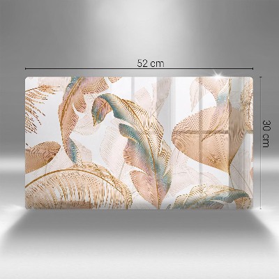 Glasplaat voor grafkaars Boho-veren en -bladeren