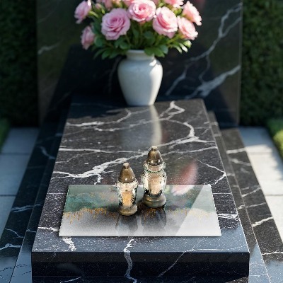 Glasplaat voor grafkaars Abstractie met goud