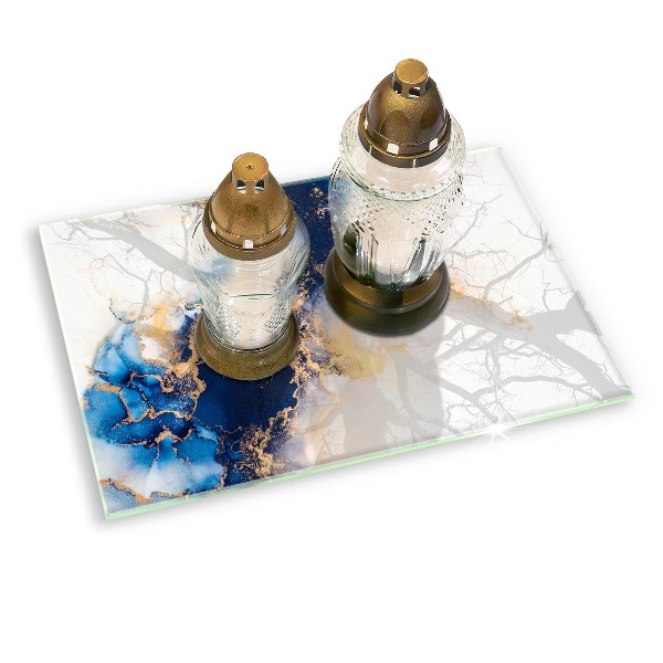 Glasplaat voor grafkaars Abstractie met blauw