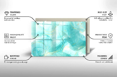 Glasplaat voor grafkaars Blauw en goud abstractie