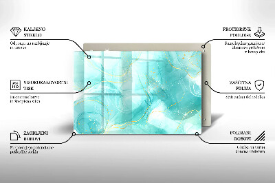 Glasplaat voor grafkaars Blauw en goud abstractie