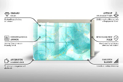 Glasplaat voor grafkaars Blauw en goud abstractie