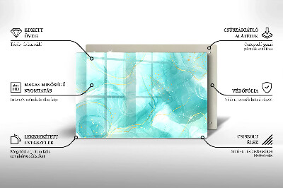 Glasplaat voor grafkaars Blauw en goud abstractie