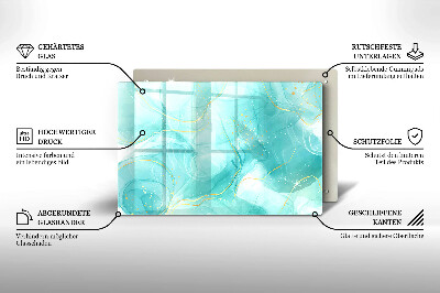 Glasplaat voor grafkaars Blauw en goud abstractie