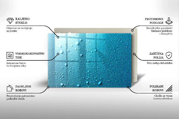 Glasplaat voor grafkaars waterdruppels