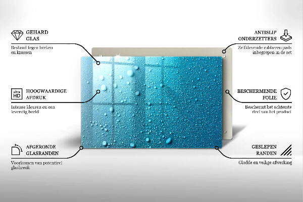 Glasplaat voor grafkaars waterdruppels