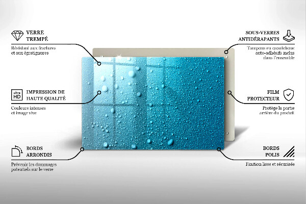 Glasplaat voor grafkaars waterdruppels