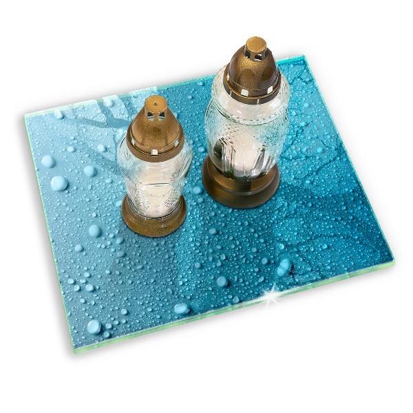 Glasplaat voor grafkaars waterdruppels