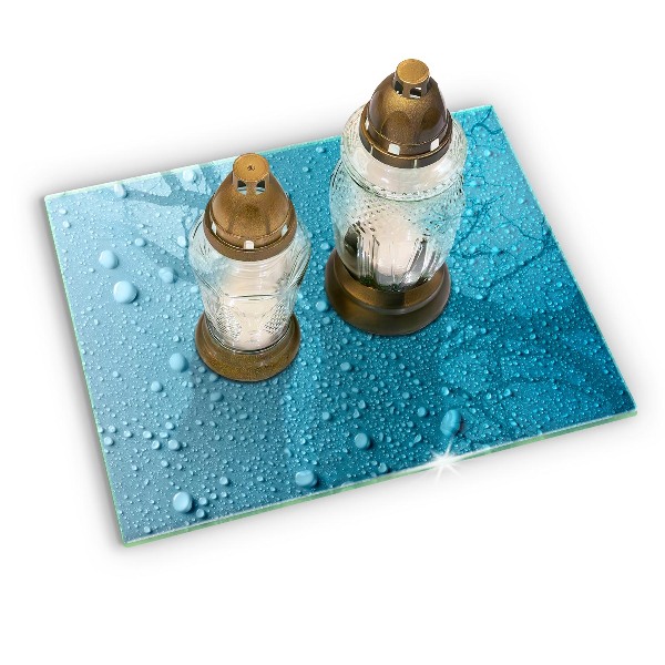 Glasplaat voor grafkaars waterdruppels