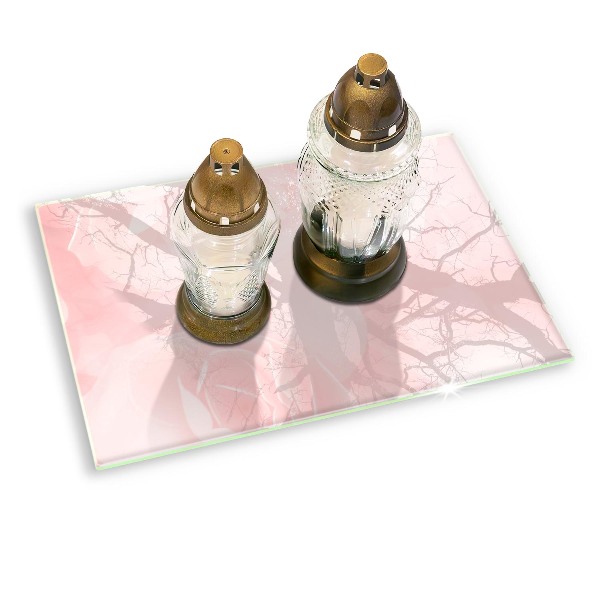 Glasplaat voor grafkaars Achtergrond met pastelkleurige rozen