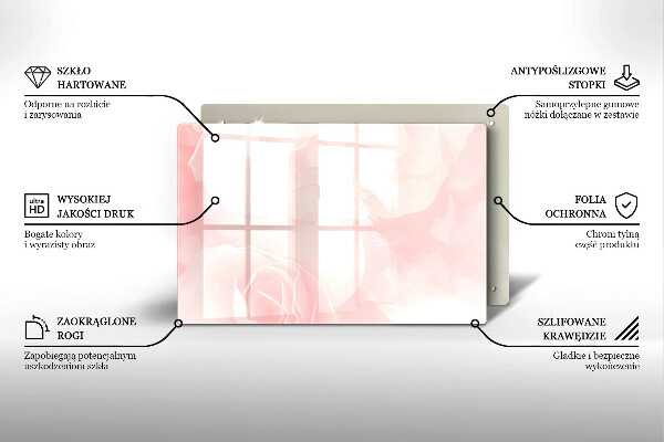 Glasplaat voor grafkaars Achtergrond met pastelkleurige rozen