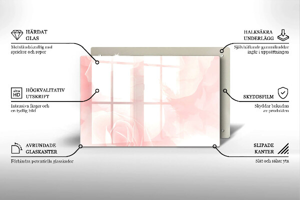 Glasplaat voor grafkaars Achtergrond met pastelkleurige rozen