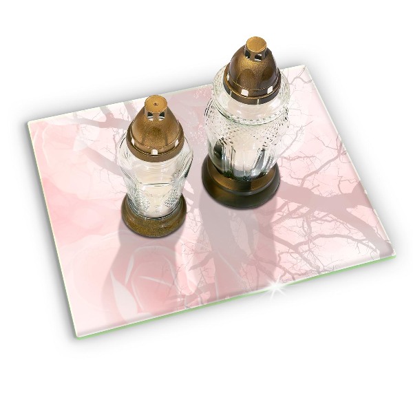 Glasplaat voor grafkaars Achtergrond met pastelkleurige rozen