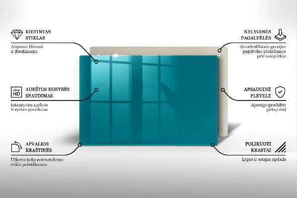 Glasplaat voor grafkaars Turkooiskleur