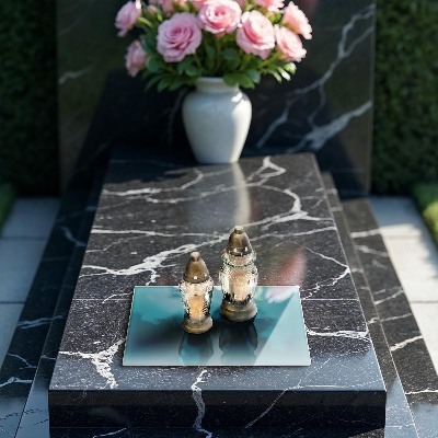 Glasplaat voor grafkaars Turkooiskleur