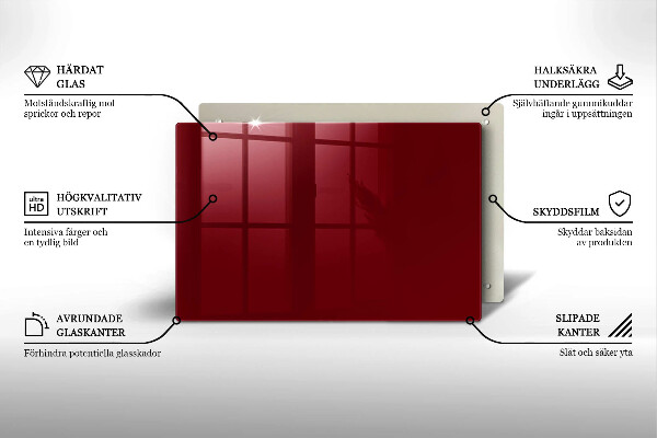 Glasplaat voor grafkaars Bordeauxrode kleur