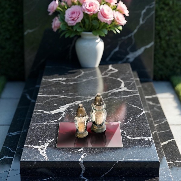 Glasplaat voor grafkaars Bordeauxrode kleur