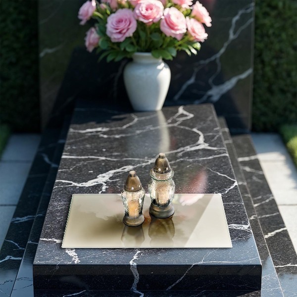 Glasplaat voor grafkaars Beige kleur