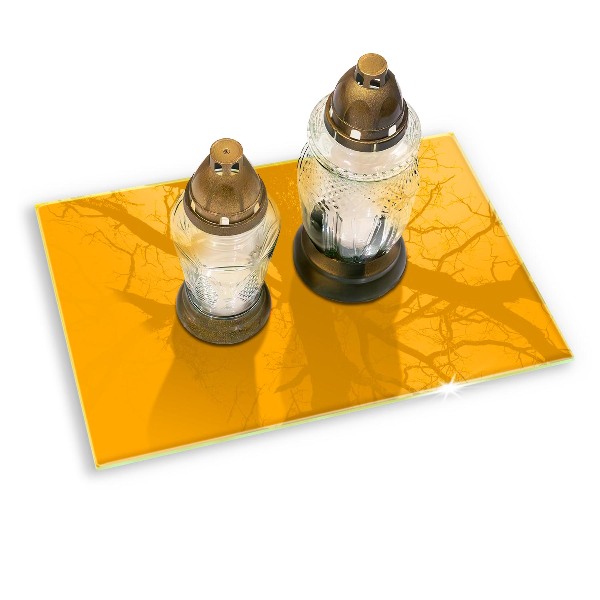 Glasplaat voor grafkaars Donkergele kleur