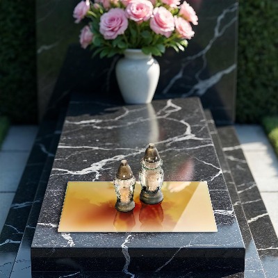 Glasplaat voor grafkaars Donkergele kleur