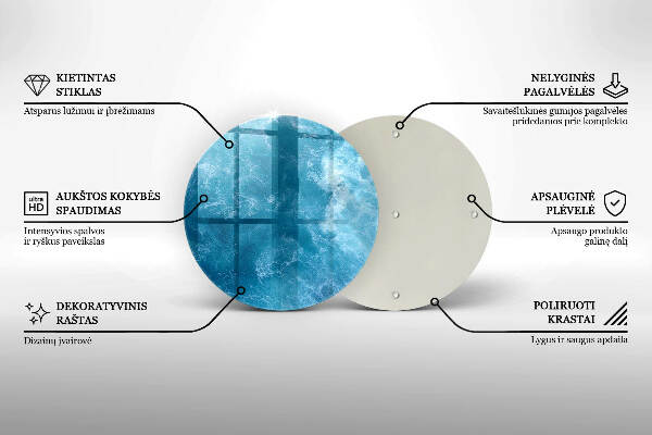 Glasplaat voor grafkaars Blauw water