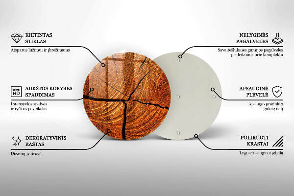 Glasplaat voor grafkaars Houten stamstructuur