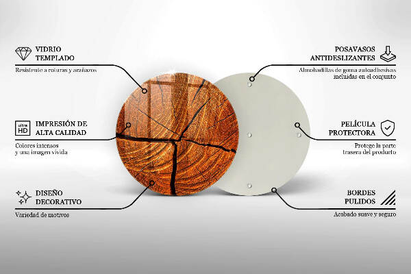 Glasplaat voor grafkaars Houten stamstructuur