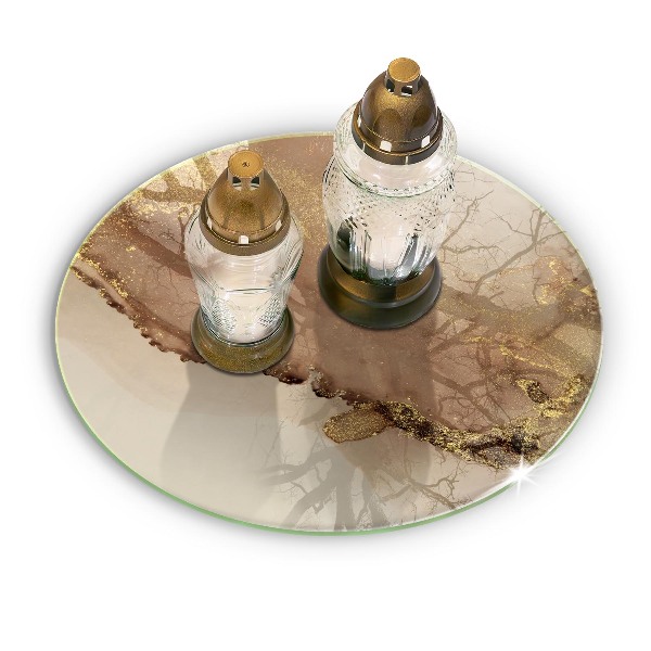 Glasplaat voor grafkaars Abstract goud