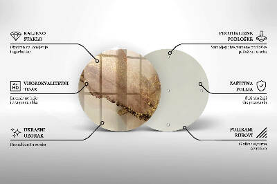 Glasplaat voor grafkaars Abstract goud