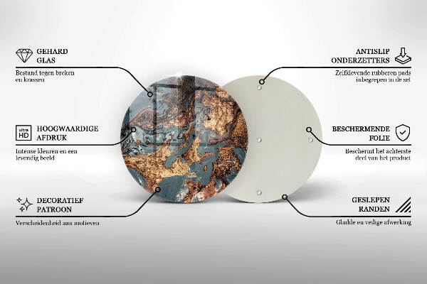 Glasplaat voor grafkaars Gouden rotsstructuur