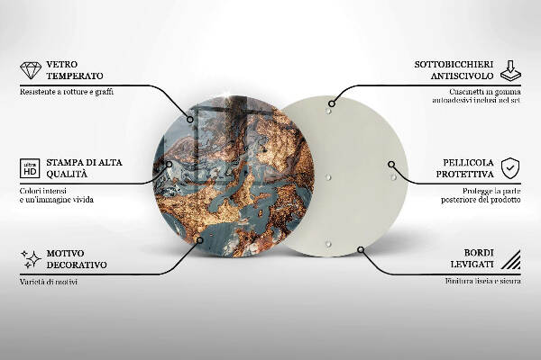 Glasplaat voor grafkaars Gouden rotsstructuur