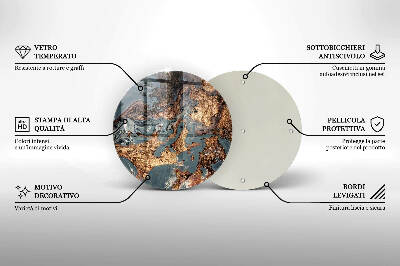 Glasplaat voor grafkaars Gouden rotsstructuur