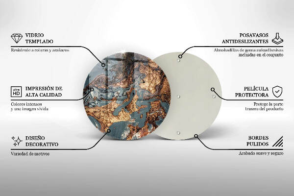 Glasplaat voor grafkaars Gouden rotsstructuur