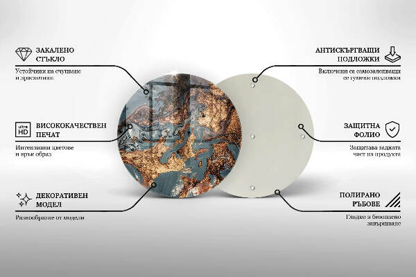Glasplaat voor grafkaars Gouden rotsstructuur