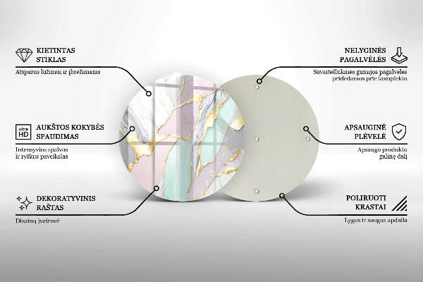 Glasplaat voor grafkaars Pastel marmer