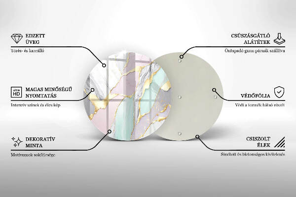 Glasplaat voor grafkaars Pastel marmer