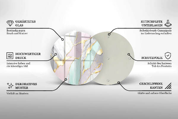Glasplaat voor grafkaars Pastel marmer