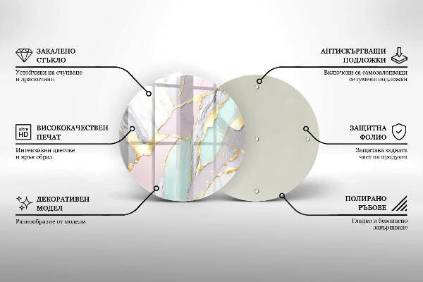 Glasplaat voor grafkaars Pastel marmer