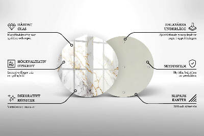 Glasplaat voor grafkaars Licht marmer met goud